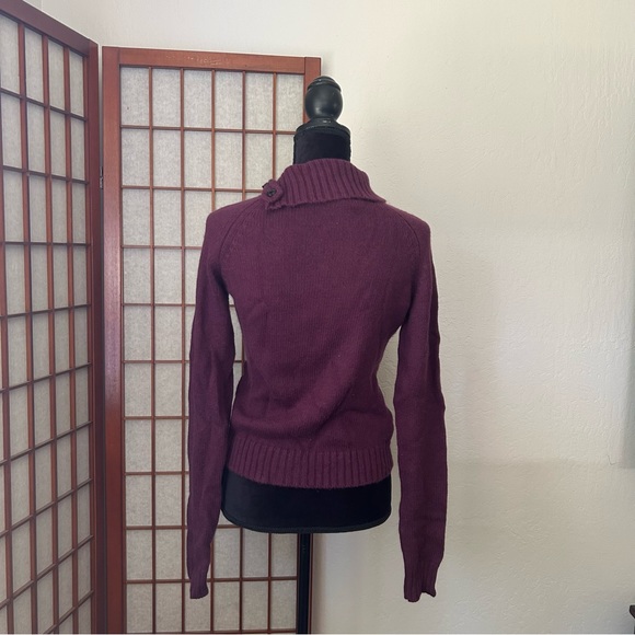 Y2K LF Purple Asymmetrical Button Up Cozy Turtleneck Sweater - Picture 7 of 10